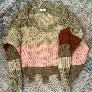 Frayed striped sweater